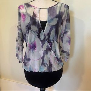 Jennifer Lopez purple Floral Blouse with tank